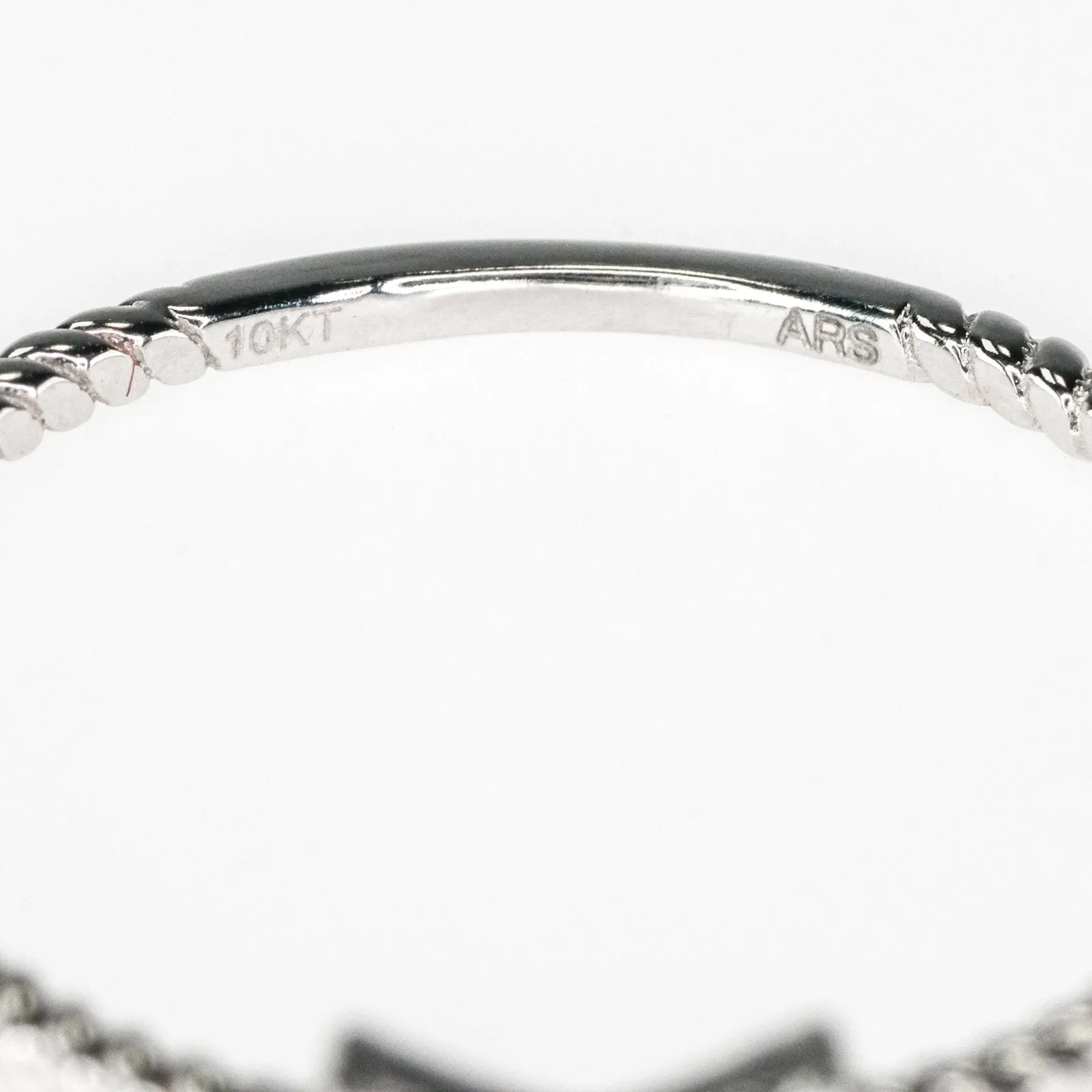 0.05ctw Diamond Accents Bow & Bead Twist Stacking Ring Size 7 in 10K White Gold