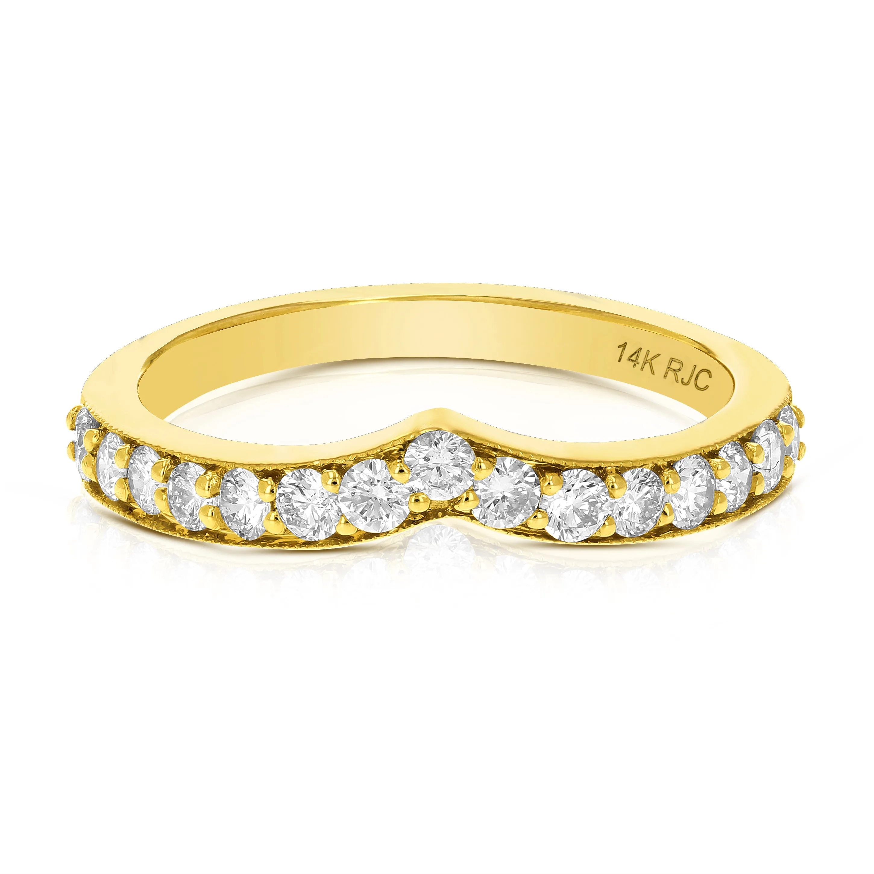 0.18 cttw to 1 cttw Diamond V-Shape Wedding Band in 14k Gold