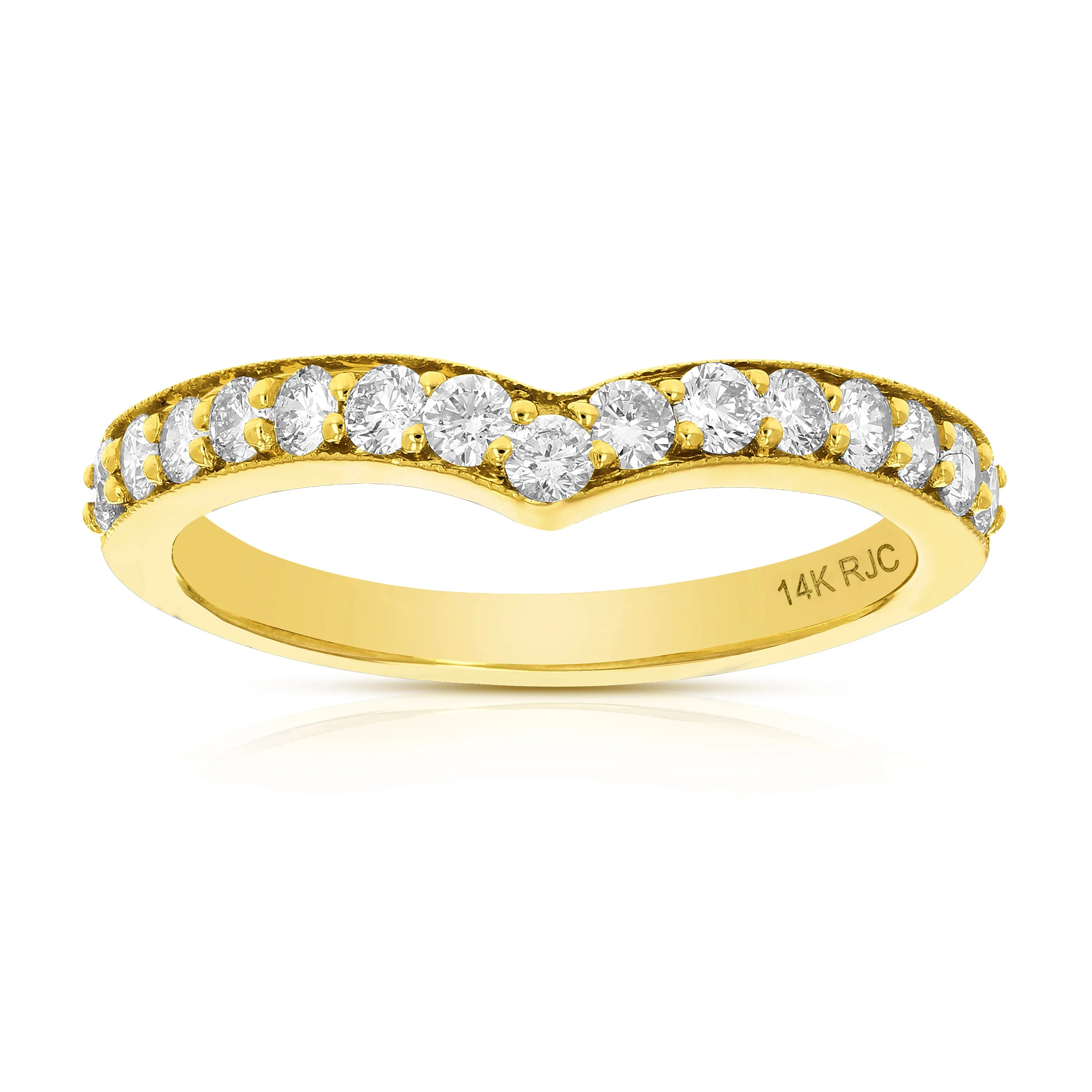 0.18 cttw to 1 cttw Diamond V-Shape Wedding Band in 14k Gold