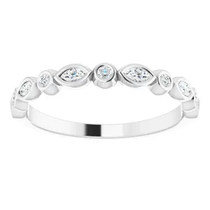 0.27 ct. Marquise And Round Diamond Wedding Band Bezel Set Anniversary Ring