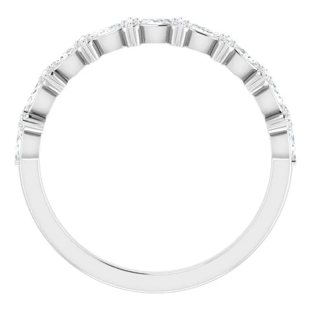 0.34 ct. Marquise And Round Diamond Wedding Band Delicate Anniversary Ring