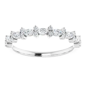 0.34 ct. Marquise And Round Diamond Wedding Band Delicate Anniversary Ring