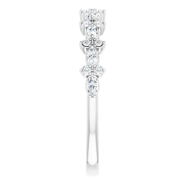 0.34 ct. Marquise And Round Diamond Wedding Band Delicate Anniversary Ring