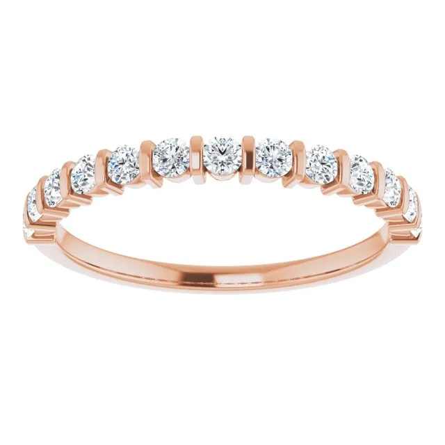 0.37 ct. Round Cut Diamond Wedding Band Bar Set Anniversary Ring
