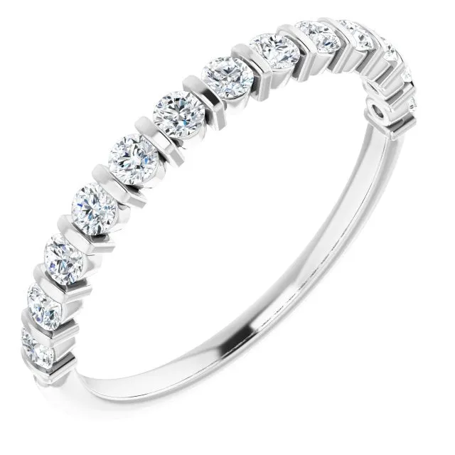 0.37 ct. Round Cut Diamond Wedding Band Bar Set Anniversary Ring
