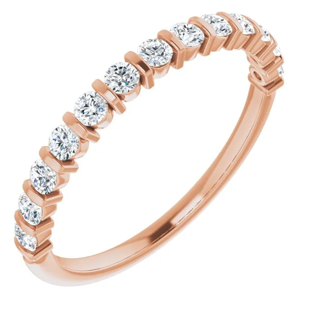 0.37 ct. Round Cut Diamond Wedding Band Bar Set Anniversary Ring