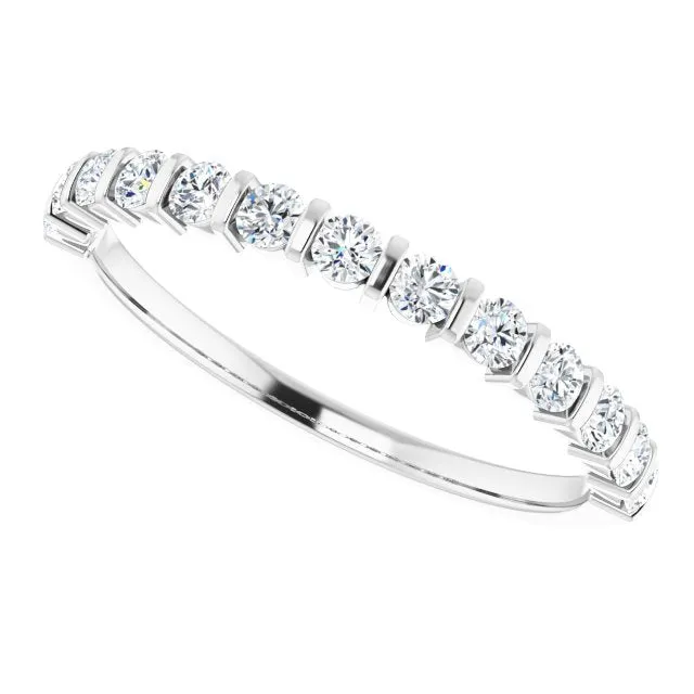 0.37 ct. Round Cut Diamond Wedding Band Bar Set Anniversary Ring