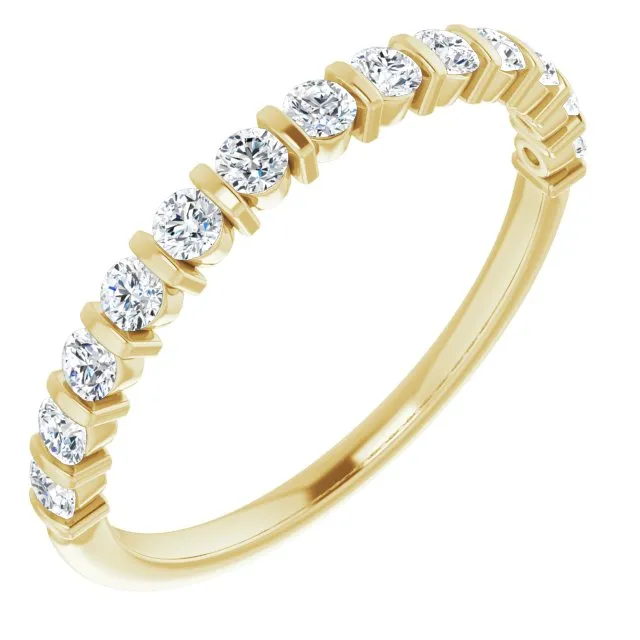 0.37 ct. Round Cut Diamond Wedding Band Bar Set Anniversary Ring