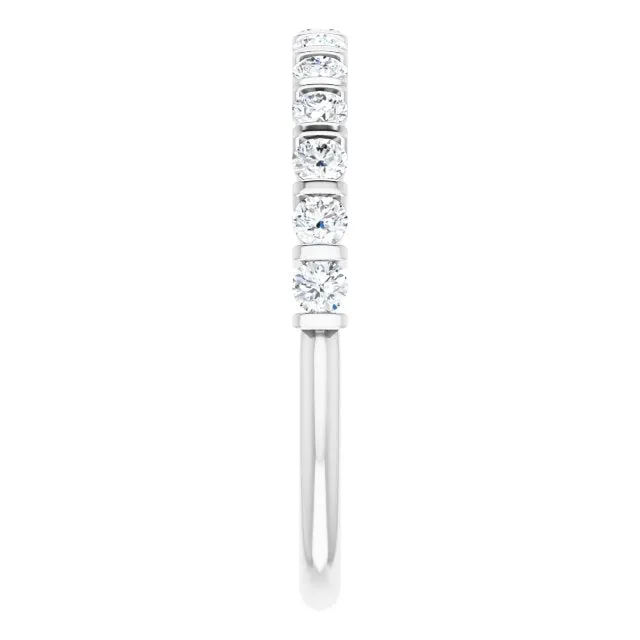 0.37 ct. Round Cut Diamond Wedding Band Bar Set Anniversary Ring