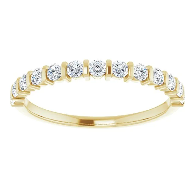 0.37 ct. Round Cut Diamond Wedding Band Bar Set Anniversary Ring