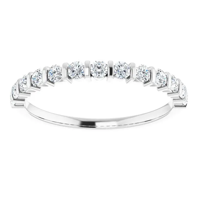 0.37 ct. Round Cut Diamond Wedding Band Bar Set Anniversary Ring