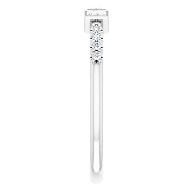 0.38 ct. Princess & Round Cut Diamond Delicate Wedding Band