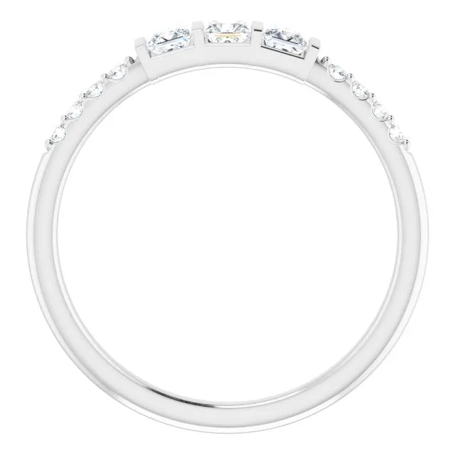 0.38 ct. Princess & Round Cut Diamond Delicate Wedding Band