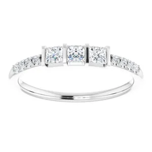 0.38 ct. Princess & Round Cut Diamond Delicate Wedding Band