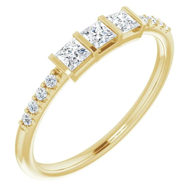 0.38 ct. Princess & Round Cut Diamond Delicate Wedding Band