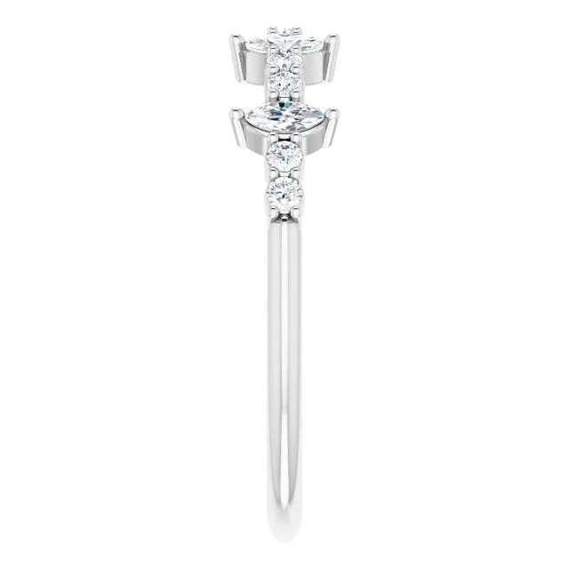 0.41 ct. Marquise And Round Diamond Wedding Band