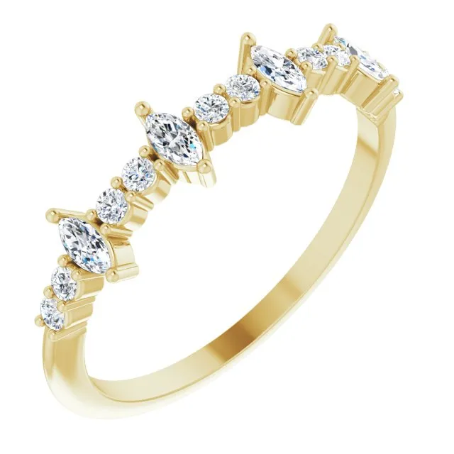 0.41 ct. Marquise And Round Diamond Wedding Band
