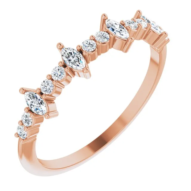 0.41 ct. Marquise And Round Diamond Wedding Band