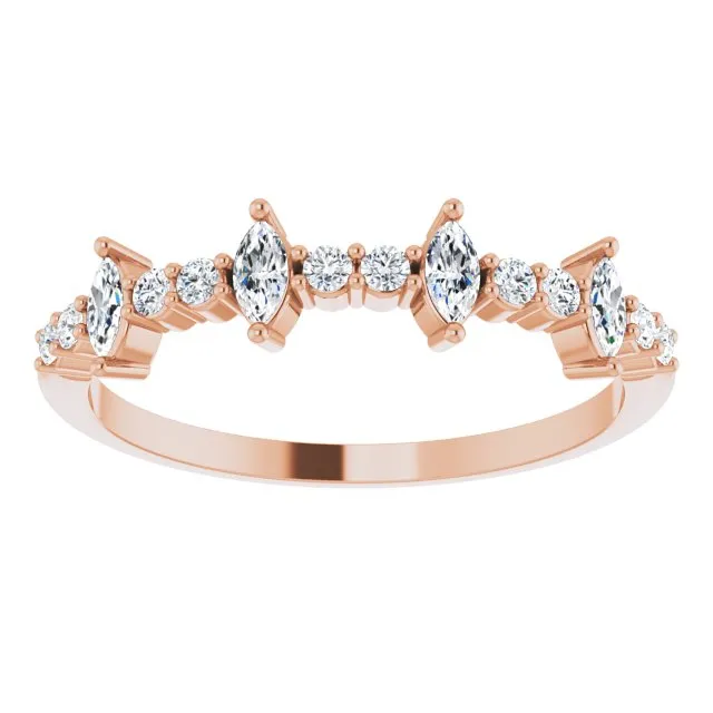 0.41 ct. Marquise And Round Diamond Wedding Band