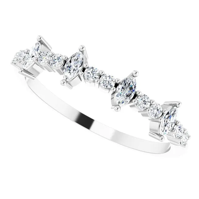 0.41 ct. Marquise And Round Diamond Wedding Band