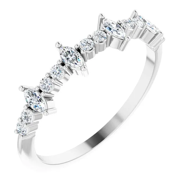 0.41 ct. Marquise And Round Diamond Wedding Band