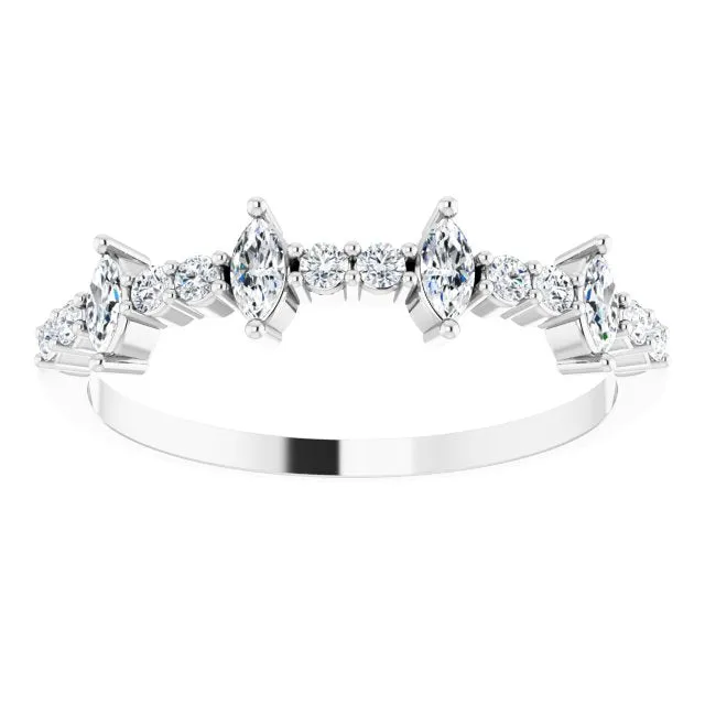 0.41 ct. Marquise And Round Diamond Wedding Band