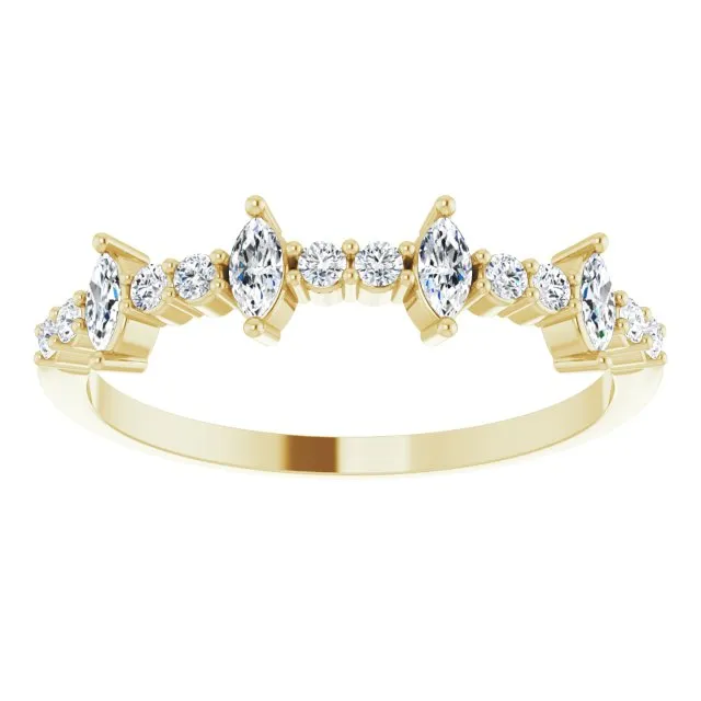 0.41 ct. Marquise And Round Diamond Wedding Band