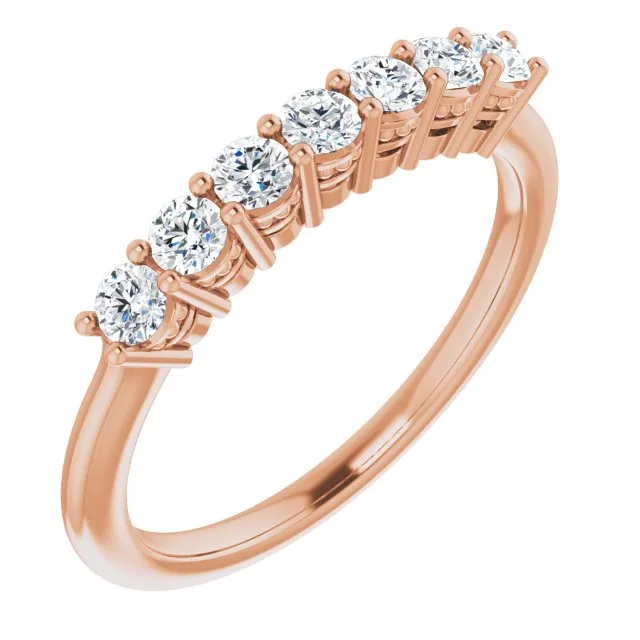 0.42 ct. Round Cut Diamond Wedding Band 7 Stone Anniversary Ring