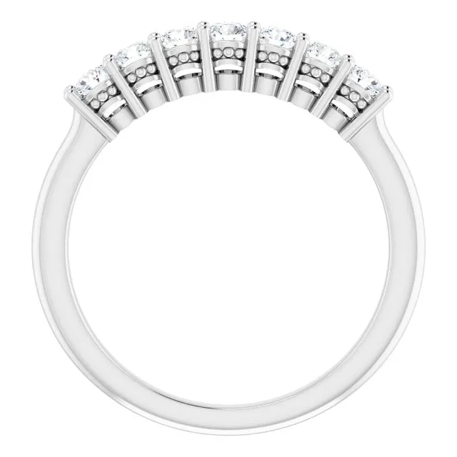 0.42 ct. Round Cut Diamond Wedding Band 7 Stone Anniversary Ring