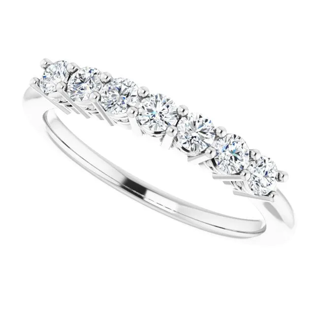 0.42 ct. Round Cut Diamond Wedding Band 7 Stone Anniversary Ring
