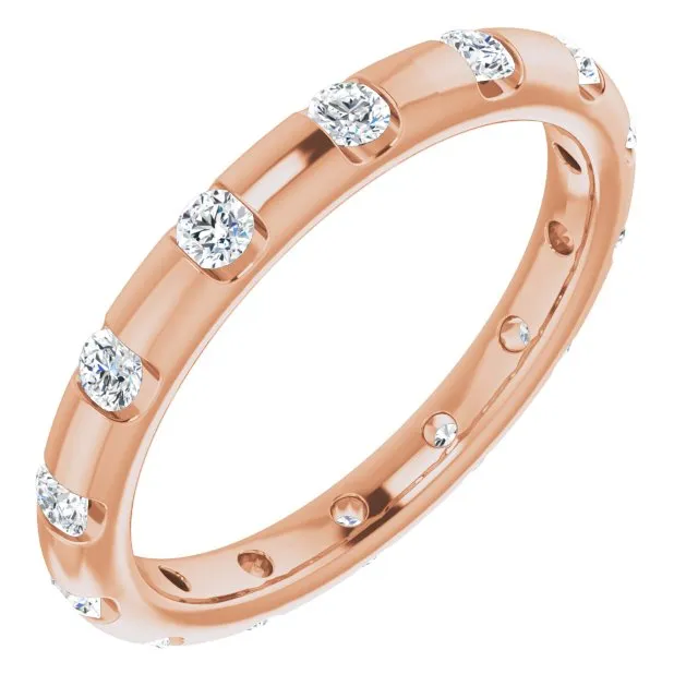 0.45 ct. Round Diamond  Eternity Band Half Bezel Ring