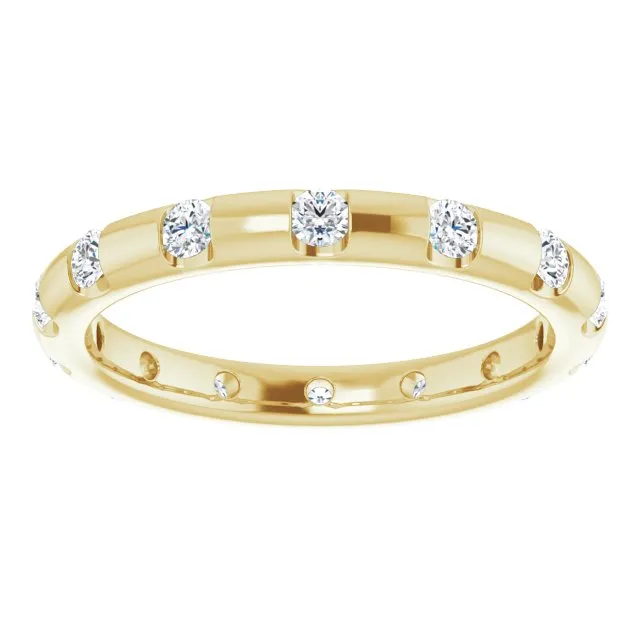 0.45 ct. Round Diamond  Eternity Band Half Bezel Ring
