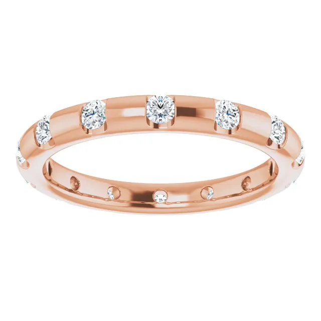 0.45 ct. Round Diamond  Eternity Band Half Bezel Ring