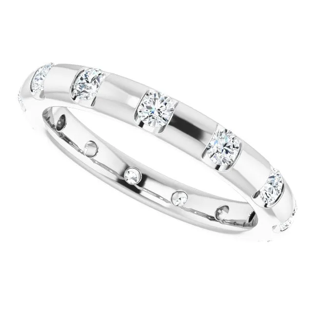 0.45 ct. Round Diamond  Eternity Band Half Bezel Ring