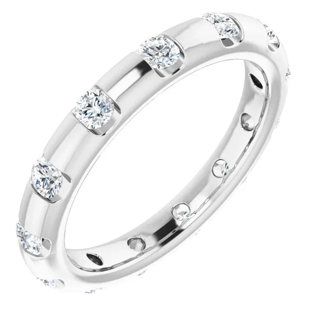 0.45 ct. Round Diamond  Eternity Band Half Bezel Ring