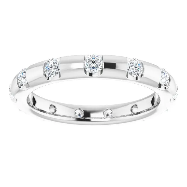 0.45 ct. Round Diamond  Eternity Band Half Bezel Ring