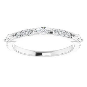 0.48 ct. Marquise & Round Diamond Delicate Stackable Wedding Band
