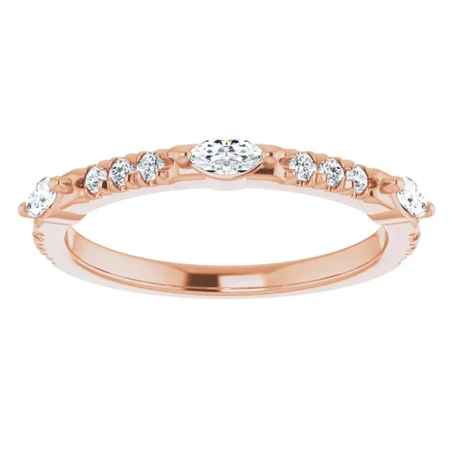 0.48 ct. Marquise & Round Diamond Delicate Stackable Wedding Band