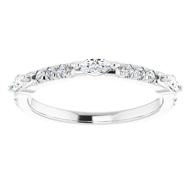 0.48 ct. Marquise & Round Diamond Delicate Stackable Wedding Band