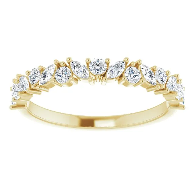 0.50 ct. Prong Set Marquise And Round Diamond Wedding Band