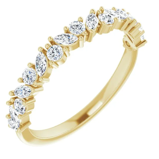 0.50 ct. Prong Set Marquise And Round Diamond Wedding Band