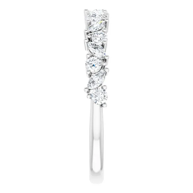 0.50 ct. Prong Set Marquise And Round Diamond Wedding Band