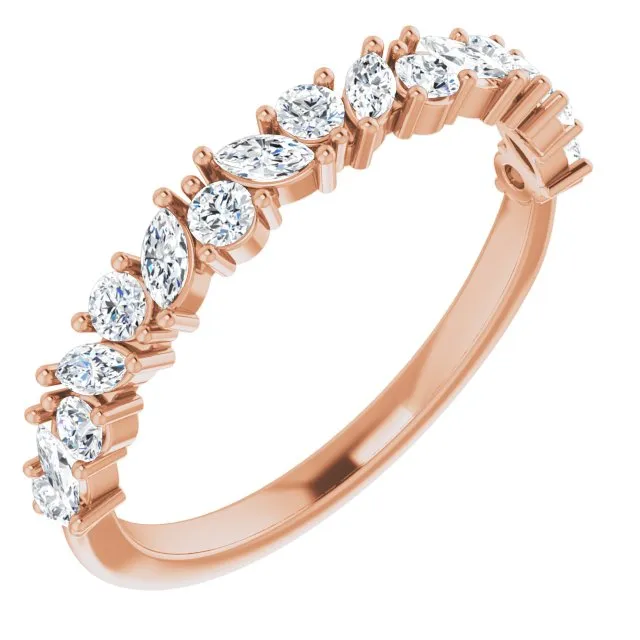 0.50 ct. Prong Set Marquise And Round Diamond Wedding Band
