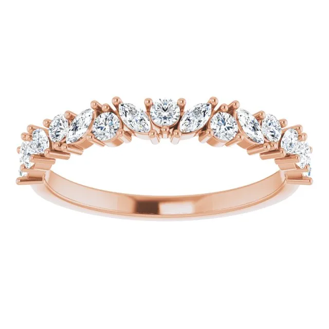0.50 ct. Prong Set Marquise And Round Diamond Wedding Band