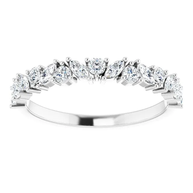 0.50 ct. Prong Set Marquise And Round Diamond Wedding Band