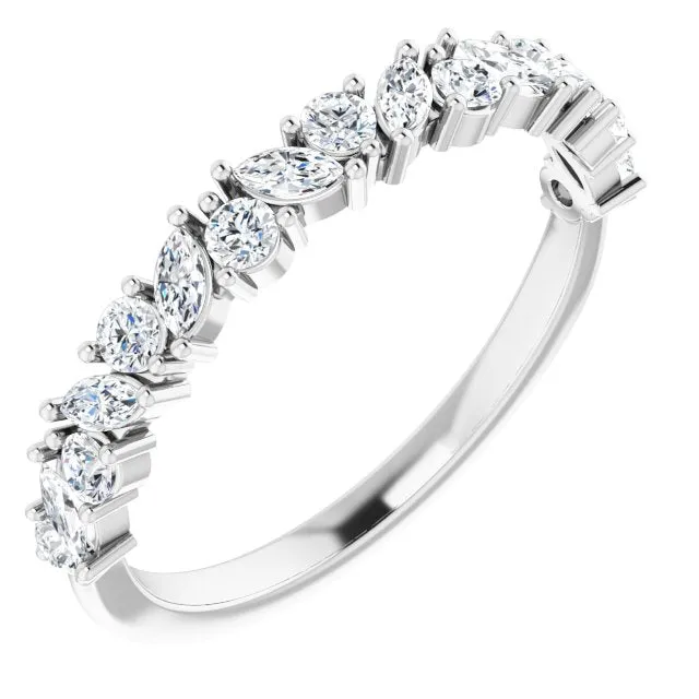 0.50 ct. Prong Set Marquise And Round Diamond Wedding Band
