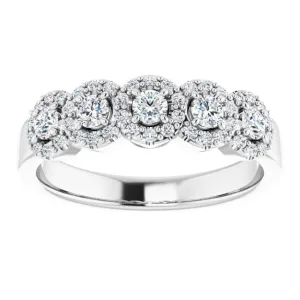 0.50 ct. Round Cut Diamond 5 Stone Halo Wedding Band