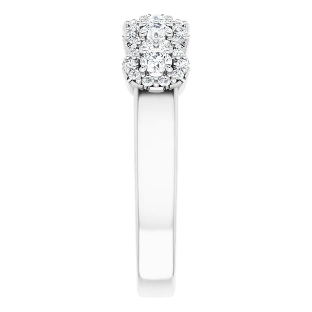 0.50 ct. Round Cut Diamond 5 Stone Halo Wedding Band