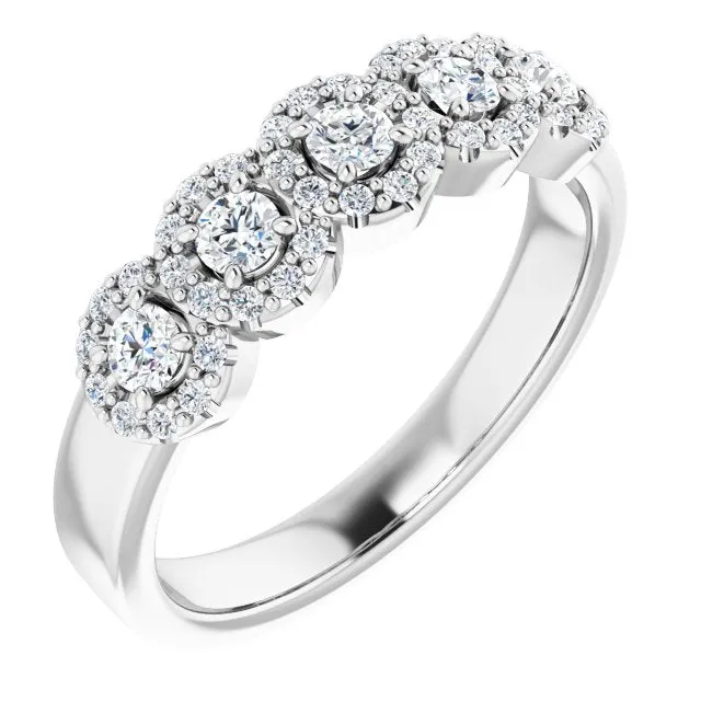 0.50 ct. Round Cut Diamond 5 Stone Halo Wedding Band