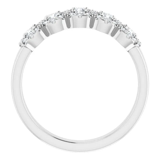 0.50 ct. Round Cut Diamond 5 Stone Halo Wedding Band